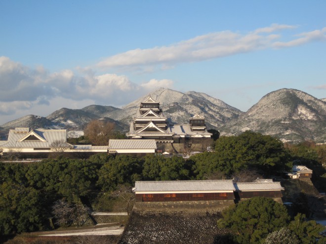 屋上からみる熊本城冬